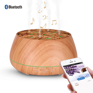 Essential Oil Music Diffuser, 400ml 5 In 1  Timer and Auto-Off Safety Switch, 7 LED Light Colors with Bluetooth Music Diffuser
