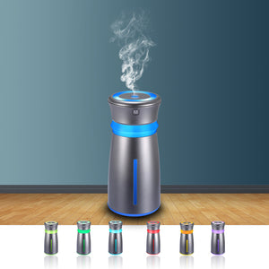 Mini Cool Mist Humidifier, Portable 300ml USB Mini Humidifier，Dual Mist Mode Whisper- Quiet Operation, Waterless Auto Shut-Off，7 Color LED Night Lamp for Office Desk Bedroom Home Travel Desktop