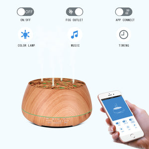 Essential Oil Music Diffuser, 400ml 5 In 1  Timer and Auto-Off Safety Switch, 7 LED Light Colors with Bluetooth Music Diffuser