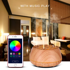 Essential Oil Music Diffuser, 400ml 5 In 1  Timer and Auto-Off Safety Switch, 7 LED Light Colors with Bluetooth Music Diffuser