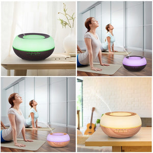 Giahol 300ml Wood Aroma Oil Diffuser 7 Color Light Cool Mist Ultrasonic Air Humidifier