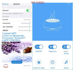 New Smart App Control Bluetooth Music Ultrasonic Aroma Diffuser Color Light Essential Oil Humidifier