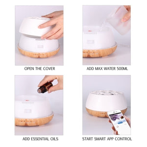 New Smart App Control Bluetooth Music Ultrasonic Aroma Diffuser Color Light Essential Oil Humidifier