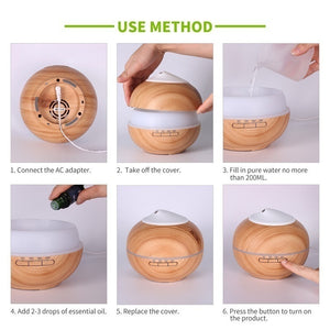 Giahol Aroma Oil Diffuser 200ml Wood Grain Humidifier Aromatherapy Air Diffuser