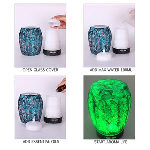 100ml Glass Aroma Oil Diffuser Ultrasonic Essential Oil Air Humidifier Home Desktop Decor