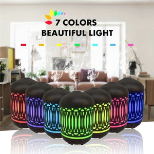 120ML Capacity Metal Material Essential Oil Diffuser Ultrasonic Aromatherapy Dry Burning Prevention LED Color Lamp For Bedroom