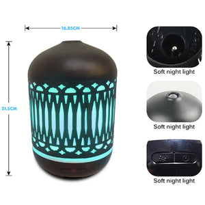 120ML Capacity Metal Material Essential Oil Diffuser Ultrasonic Aromatherapy Dry Burning Prevention LED Color Lamp For Bedroom