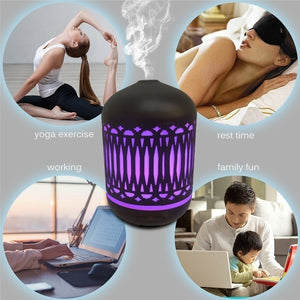 120ML Capacity Metal Material Essential Oil Diffuser Ultrasonic Aromatherapy Dry Burning Prevention LED Color Lamp For Bedroom
