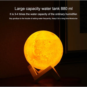 880ml Moon Lamp Humidifier Night Light Touch Change Color Usb Humidifier With Wood Stand