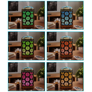 Iron Art Floral Hollow 200ml Aroma Oil Diffuser Essential Oil Color Light Aromatherapy Humidifier