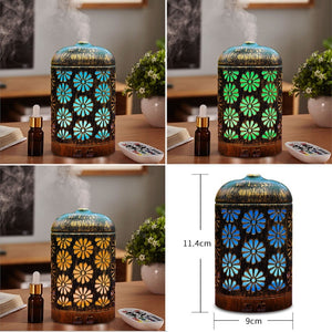 Iron Art Floral Hollow 200ml Aroma Oil Diffuser Essential Oil Color Light Aromatherapy Humidifier