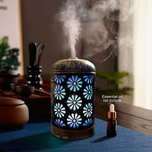 Iron Art Floral Hollow 200ml Aroma Oil Diffuser Essential Oil Color Light Aromatherapy Humidifier