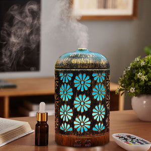 Iron Art Floral Hollow 200ml Aroma Oil Diffuser Essential Oil Color Light Aromatherapy Humidifier
