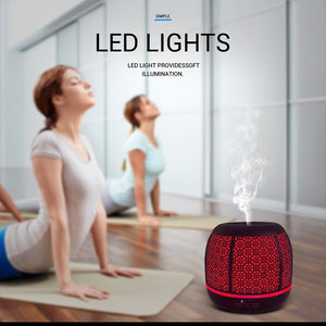 500ML Capacity Essential Oil Diffuser Iron Material Ultrasonic Aromatherapy Dry Burning Prevention LED Color Lamp For Bedroom