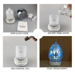 3D Glass Beautiful Sphere Aroma Diffuser 100ml Ultrasonic Essential Oil Aromatherapy Air Diffuser