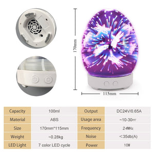 3D Glass Beautiful Sphere Aroma Diffuser 100ml Ultrasonic Essential Oil Aromatherapy Air Diffuser