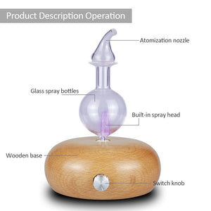 Giahol 30ml  Cold Air Nebulizer Essential Oil Atomization With Glass Spray Bottle Wood Base