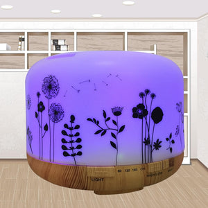 Aroma Diffuser 500ml 7 Color Light Pattern Print Essential Oil Humidifier Aromatherapy Diffuser