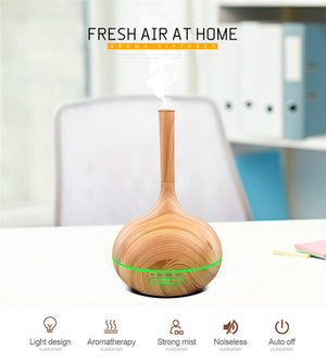 Wood Aroma Oil Diffuser 400ml Ultrasonic Color Light Humidifier Aromatherapy Oil Diffuser Machine