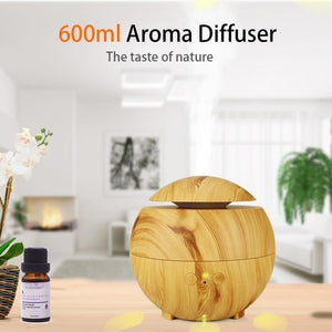 Giahol 600ml Aroma Diffuser Strong Mist Ultrasonic Oil Diffuser Wood Air Humidifier