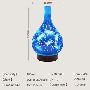 100ml 3d Glass Aromatherapy Oil Diffuser Color Change Led Light Essential Oil Aroma Humidifier