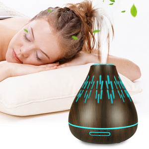 Wood Grain Aromatherapy Oil Diffuser 300ml Color Light Essential Oil Humidifier For Small Room