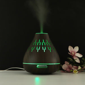 Wood Grain Aromatherapy Oil Diffuser 300ml Color Light Essential Oil Humidifier For Small Room