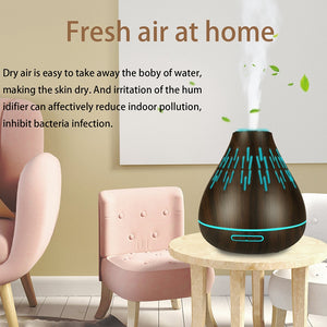 Wood Grain Aromatherapy Oil Diffuser 300ml Color Light Essential Oil Humidifier For Small Room