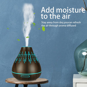 Wood Grain Aromatherapy Oil Diffuser 300ml Color Light Essential Oil Humidifier For Small Room