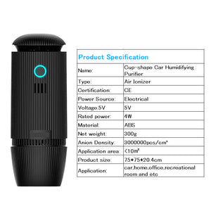 GIAHOL Aroma Humidifier Anion Car Air Purifier 2in1 HEPA Filter Negative Ion Generator Remove Formaldehyde Pm2.5 for Car Home Office